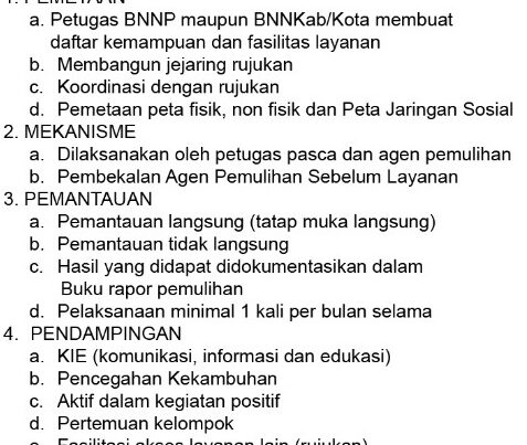 Standar Layanan Pascarehabilitasi