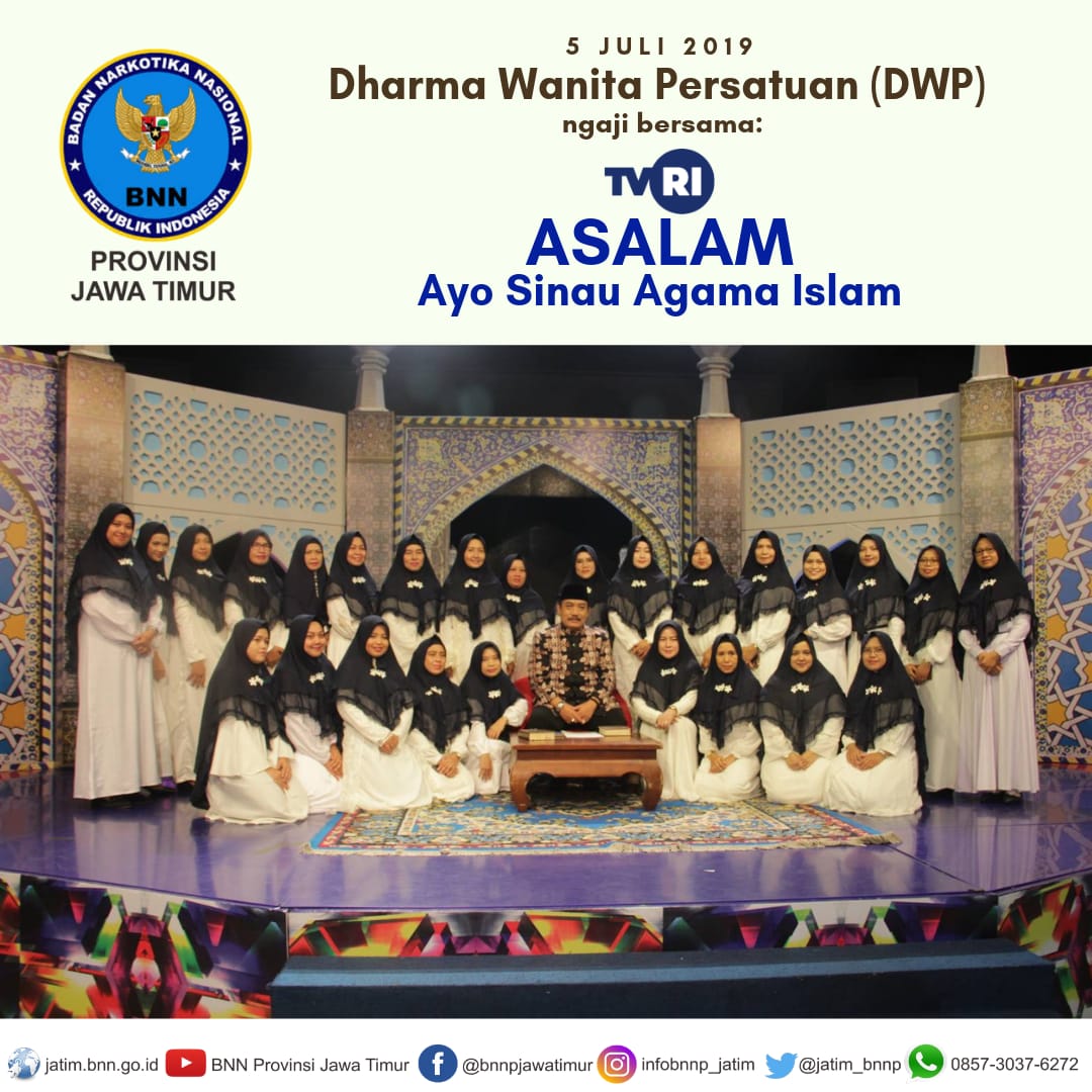 Bangun Silaturahmi dan Kekebalan Terhadap Narkotika, DWP BNNP Jatim Ikuti Pengajian Bersama TVRI Jatim Bangun Silaturahmi dan Kekebalan Terhadap Narkotika, DWP BNNP Jatim Ikuti Pengajian Bersama TVRI Jatim