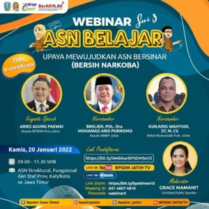 Webinar Seri 3A. Dengan Tema Upaya Mewujudkan ASN BERSINAR