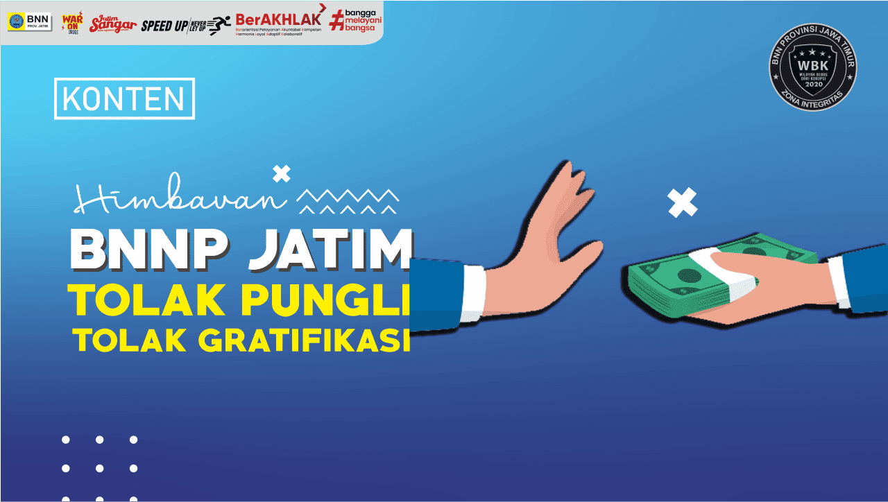 Himbauan BNNP JATIM Tolak Pungli Tolak Gratifikasi Desain Thumbnail YOUTUBE BNNP Jatim STOP GRATIFIKASI 2023