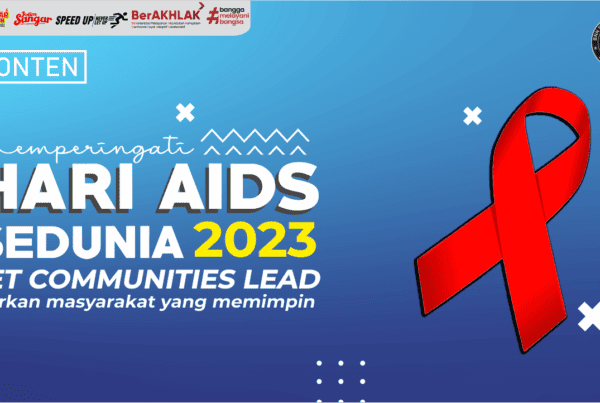 Memperingati Hari AIDS Sedunia 2023 Let Communities Lead biarkan masyarakat yang memimpin Desain Thumbnails Youtube Hari Aidss 2023