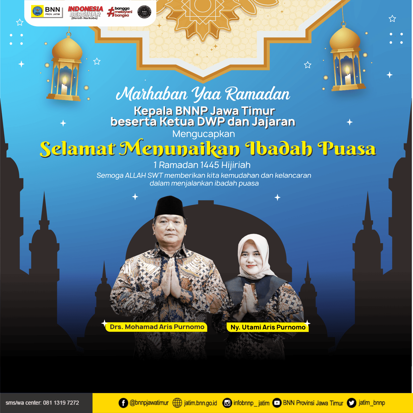 Selamat Menunaikan Ibadah Puasa Desain IG BNNP Jatim 2024 MARHABAN YAA RAMADAN