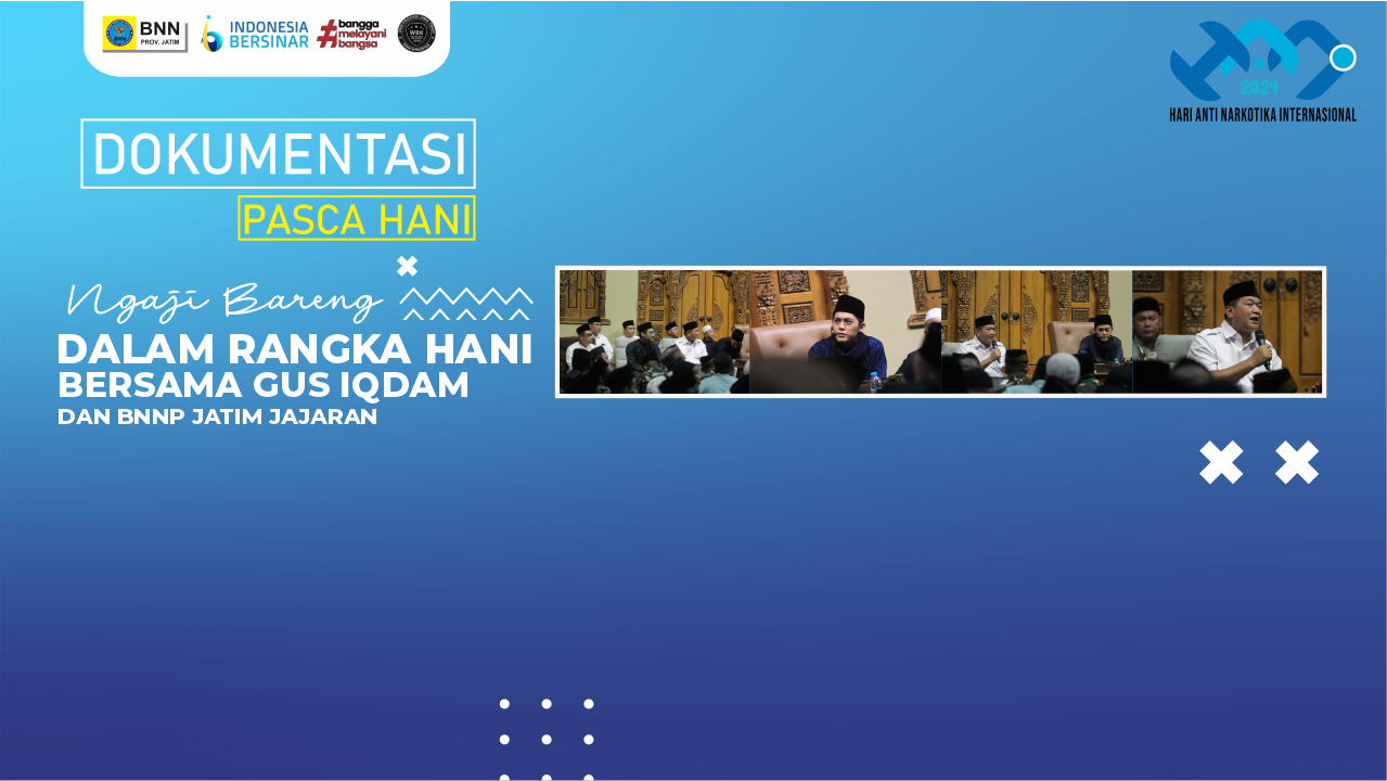 Ngaji Bareng dalam rangka HANI bersama Gus Iqdam & BNNP JATIM Jajaran Desain Thumbnail Ngaji Bareng Gus Iqdam YOUTUBE BNNP Jatim 2024