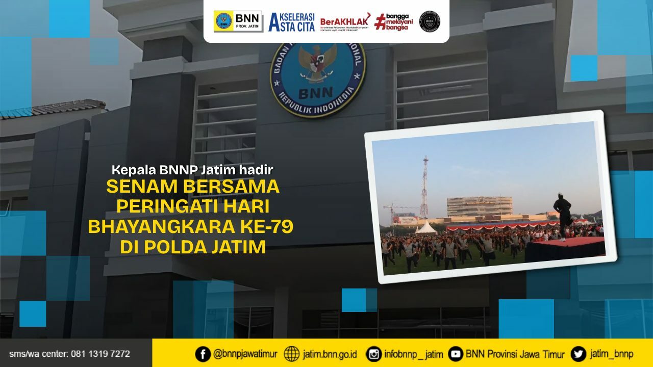 Senam bersama semangat memperingati Hari Bhayangkara ke-79 di Polda Jatim Copy of Template Youtube Thumbnail 8